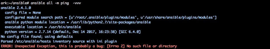 ERROR! Unexpected Exception, this is probably a bug: [Errno 2] No such file or directory